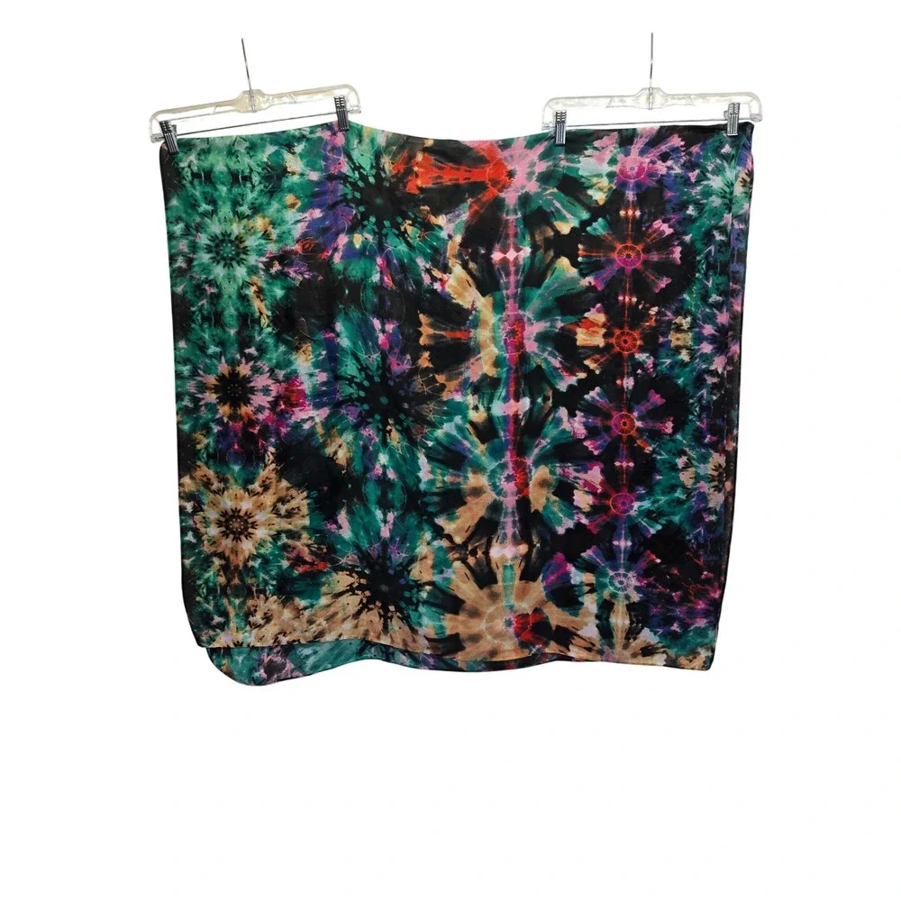 NWT Desigual‎ Love the World Recycled Tie Dye Scarf Green Pink Bohemian Festival
